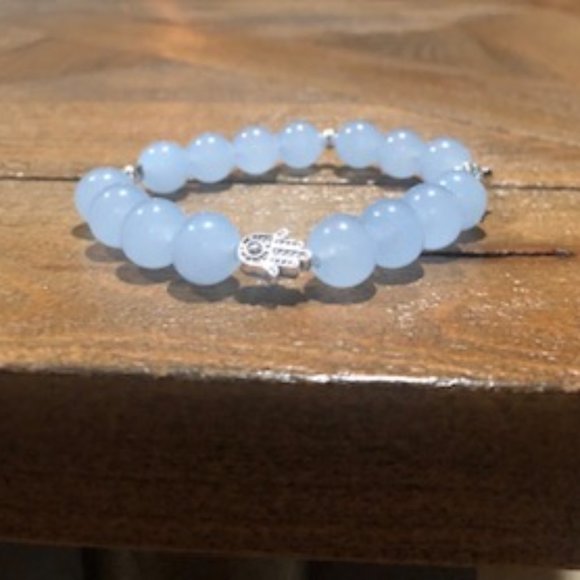 Periwinkle Jade w/ Hamsa Hands - Picture 1 of 4